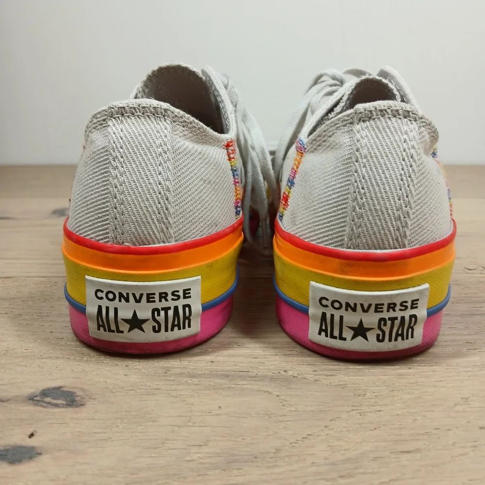 Converse Chuck Taylor Sneakers Kids 5 Rainbow Platform Cream